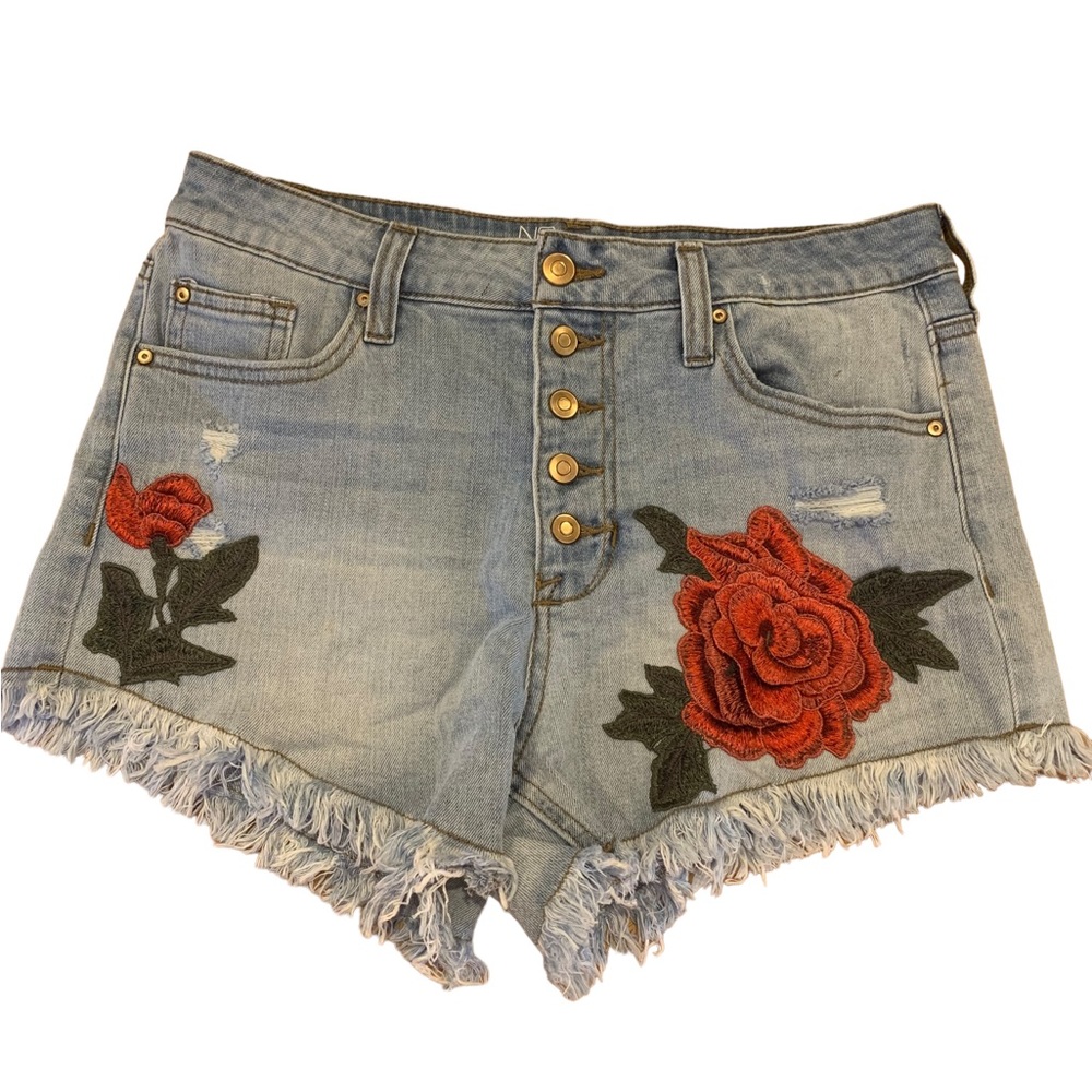 No‎ Boundaries High Rise Embroidered Jean Shorts 11